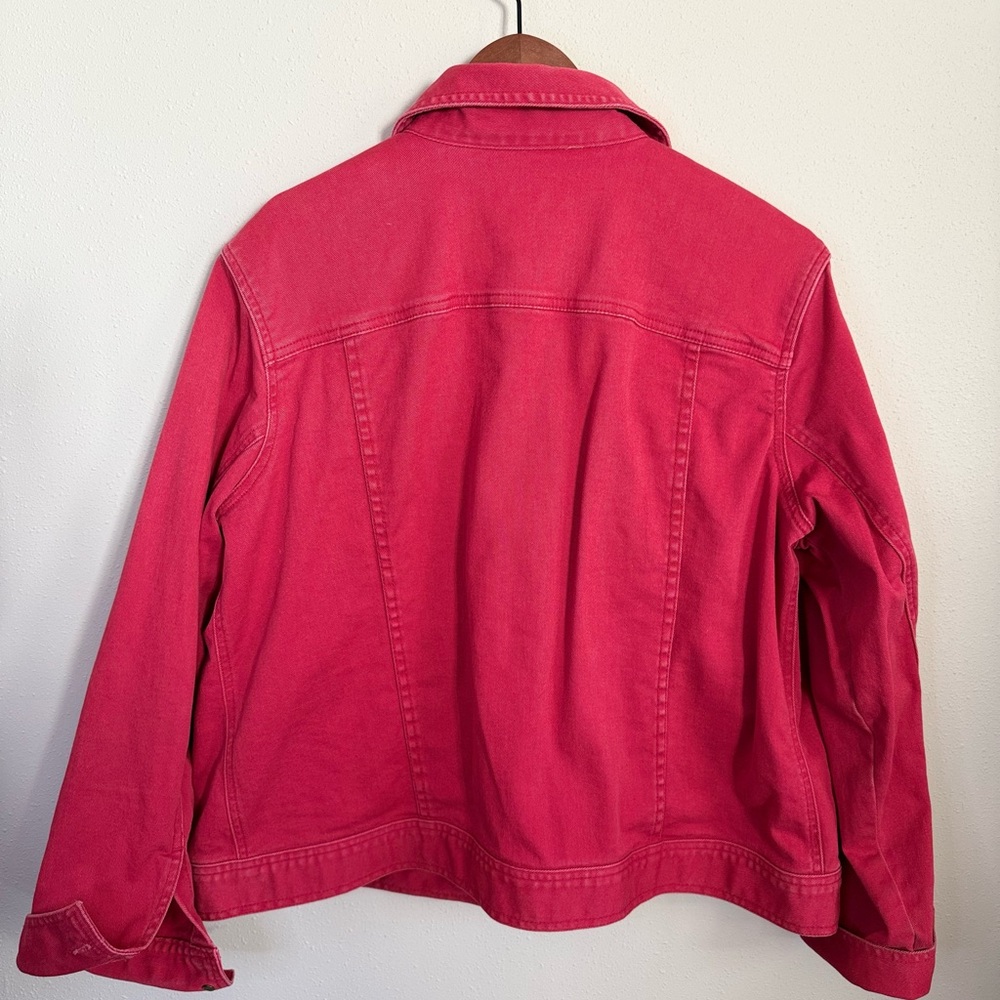 Ralph Lauren Red Denim Jacket Large Trucker Button Front Cotton Jean Jacket XL - Picture 6 of 11